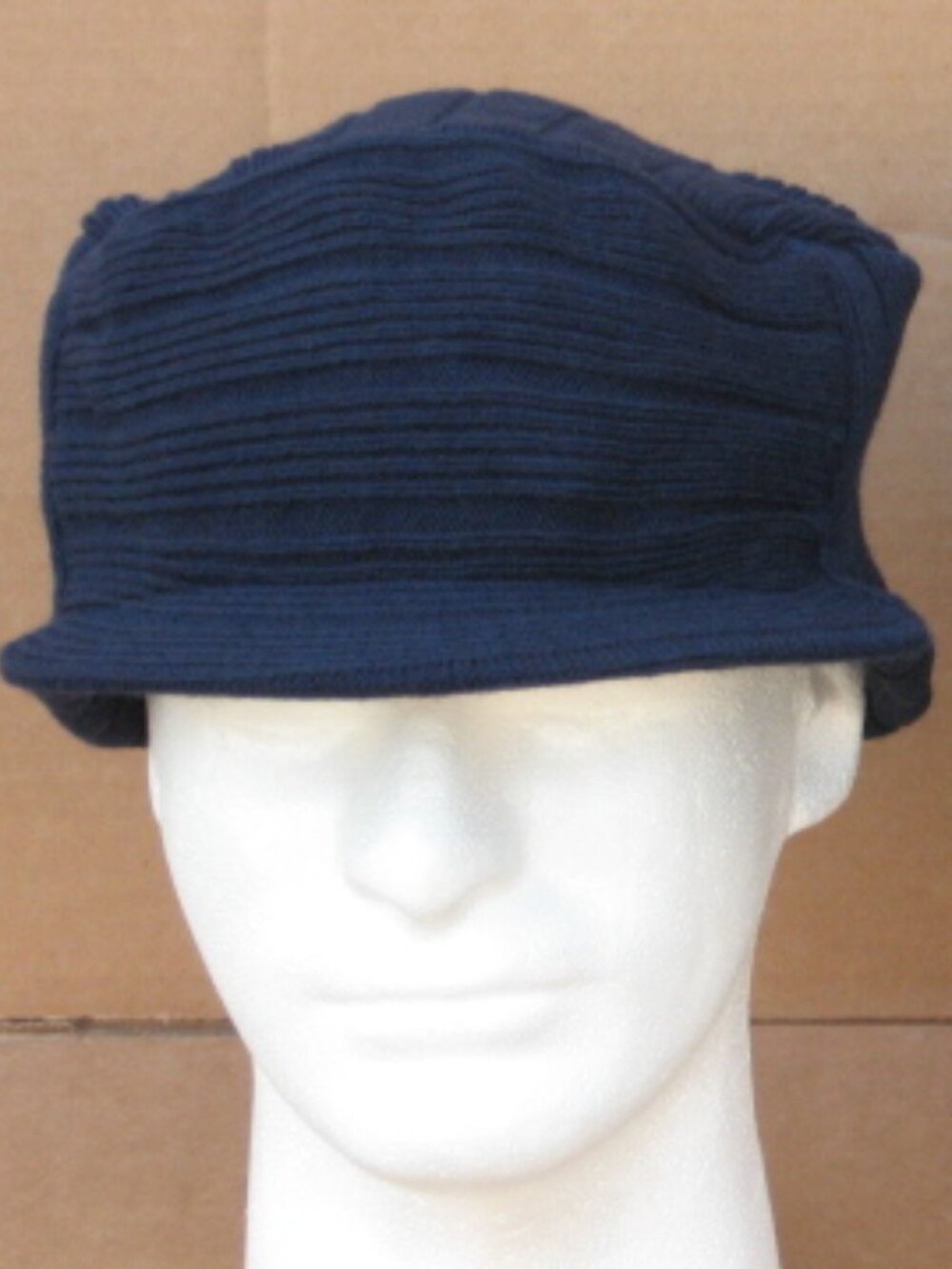 KC Beanie Cap Unisex Army Surplus Flat Top Hat One Size Navy Blue
